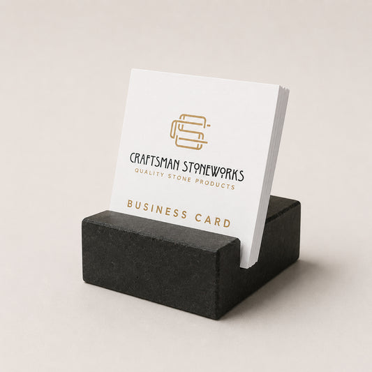 Black Absolute Granite Business Card Holder - Square
