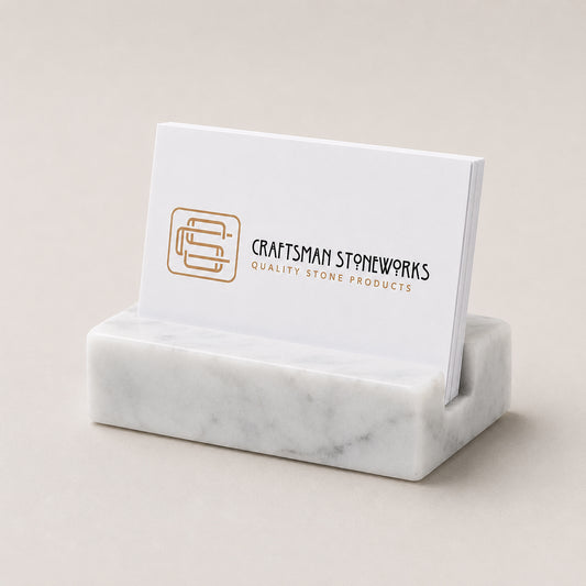 White Carrara Marble Business Card Holder - Standard