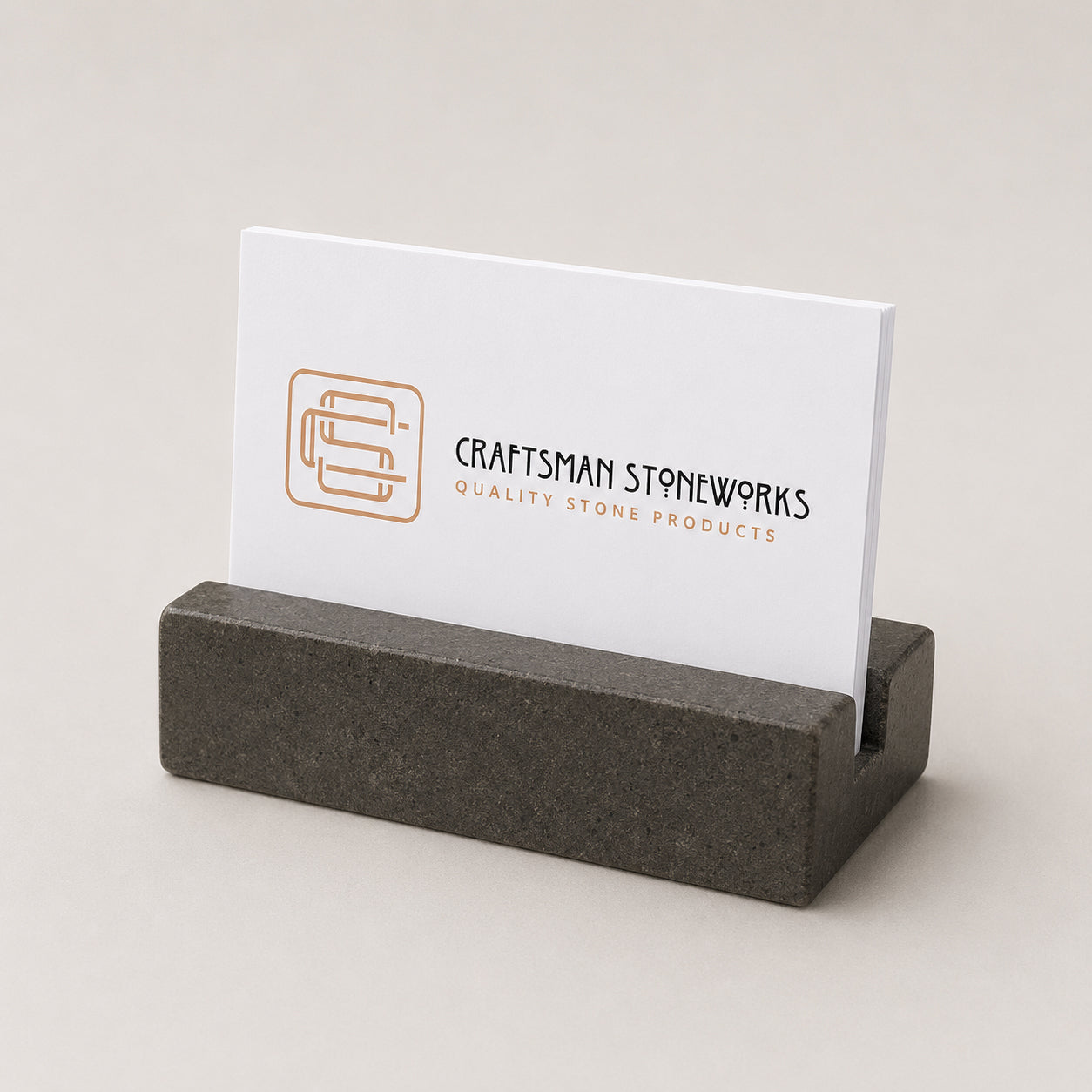 Black Absolute Granite Business Card Holder