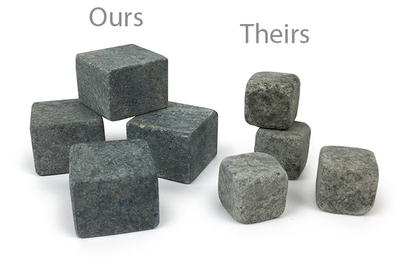Whiskey Stones Soapstone Rock Ice Cubes - Large Size - Set of 4