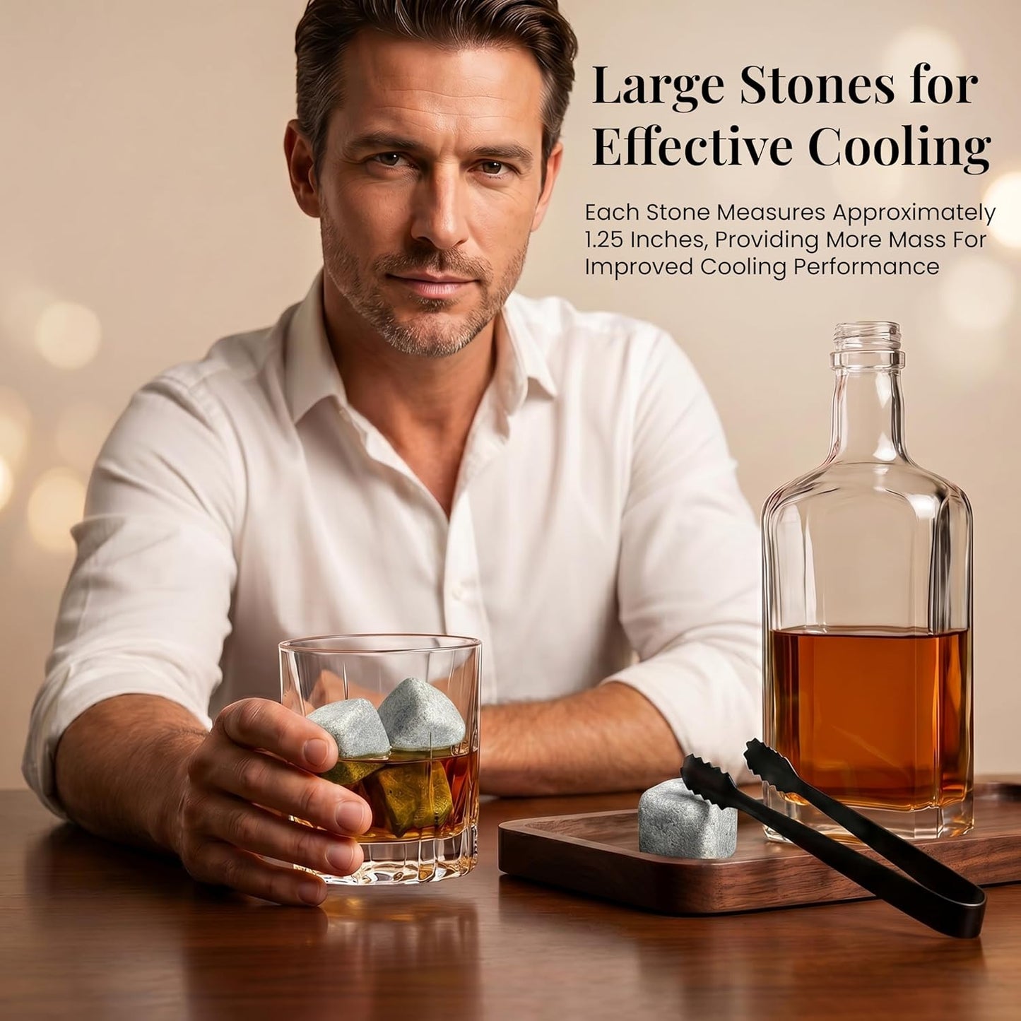 Whiskey Stones Soapstone Rock Ice Cubes - Large Size - Set of 4