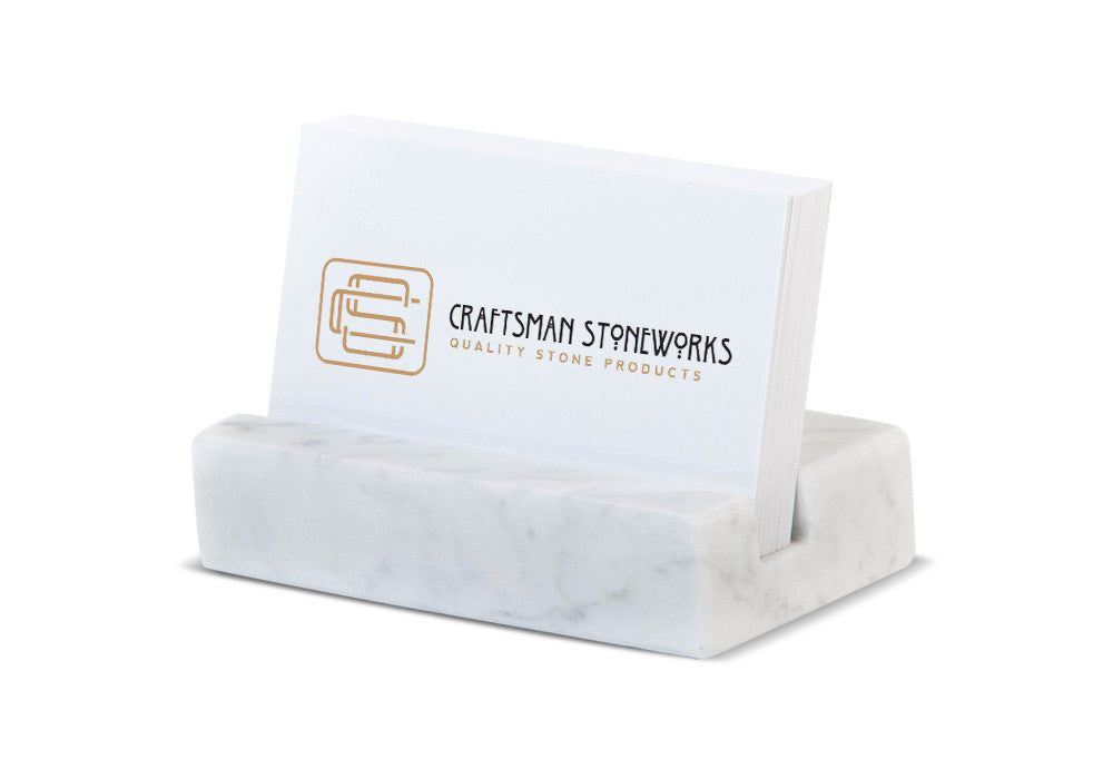 Business card holder white carrara marble