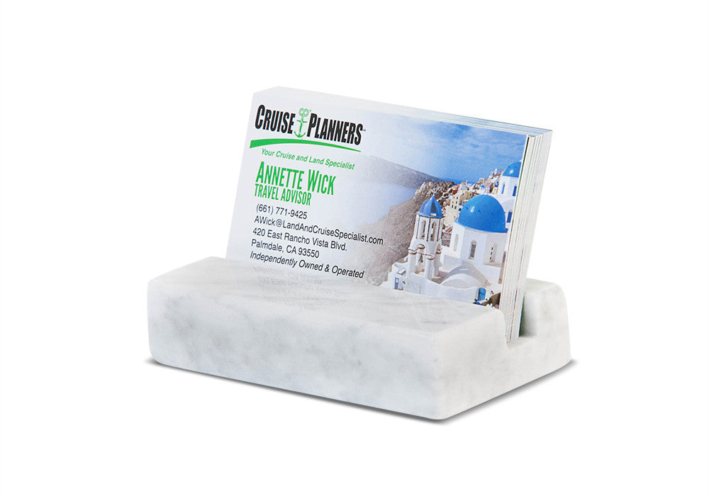 White Carrara Marble Business Card Holder - Standard