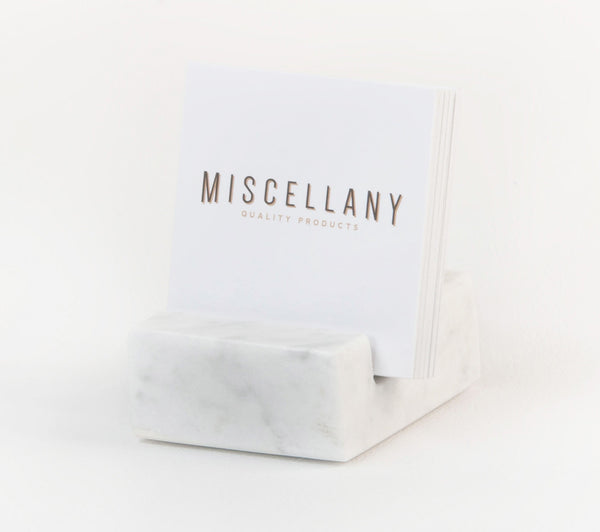 Square Business Card Holder - White Carrara Marble