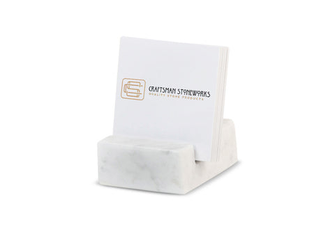 Square Business Card Holder - White Carrara Marble