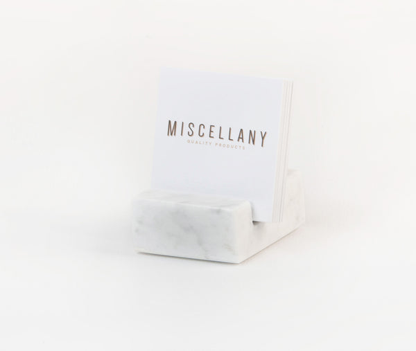 Square Business Card Holder - White Carrara Marble