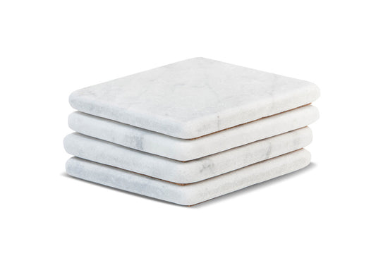 Marble Coasters – White Carrara Marble Stone Coasters Set of 4