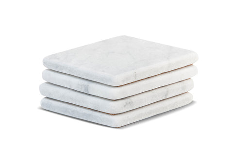 Marble Coasters – White Carrara Marble Stone Coasters Set of 4