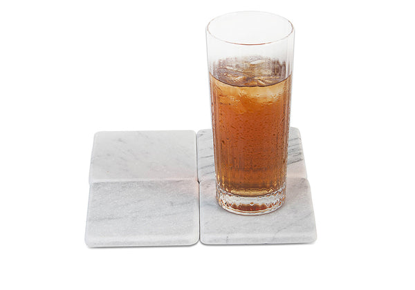 Marble Coasters – White Carrara Marble Stone Coasters Set of 4