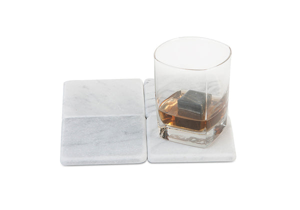 Marble Coasters – White Carrara Marble Stone Coasters Set of 4