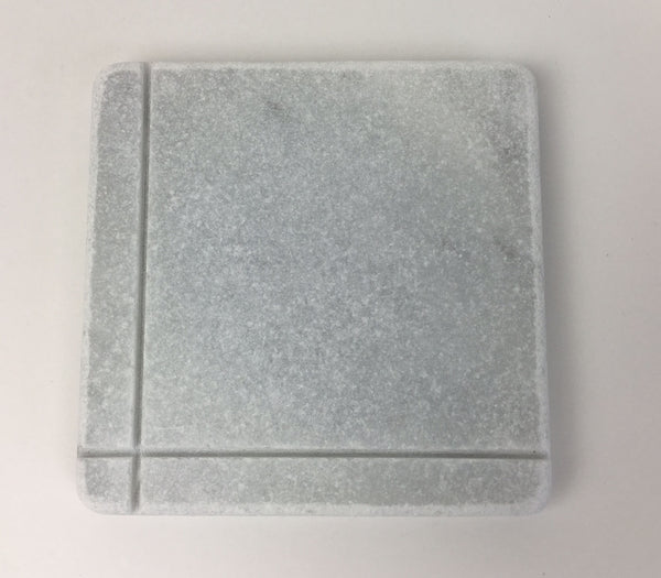 Craftsman Style Marble Coasters – White Carrara Marble Stone Coasters, Set of 4, Design C