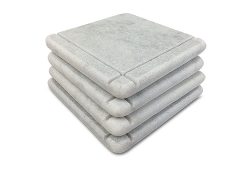 Craftsman Style Marble Coasters – White Carrara Marble Stone Coasters, Set of 4, Design C