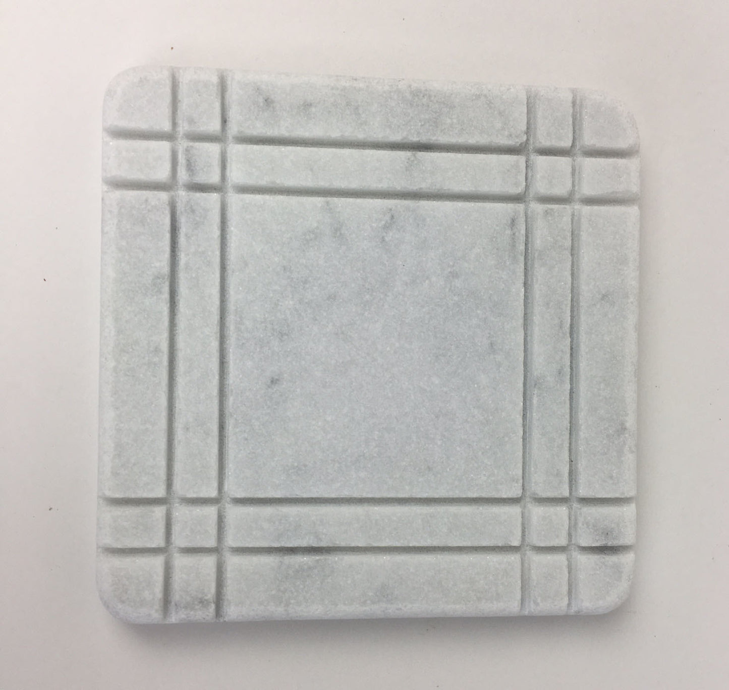 Bungalow Style Marble Coasters – White Carrara Marble Stone Coasters, Set of 4, Design B