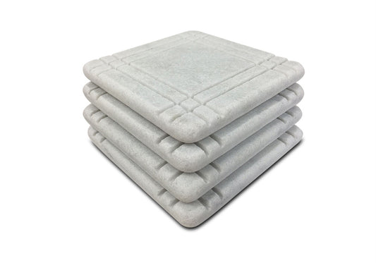 Bungalow Style Marble Coasters – White Carrara Marble Stone Coasters, Set of 4, Design B