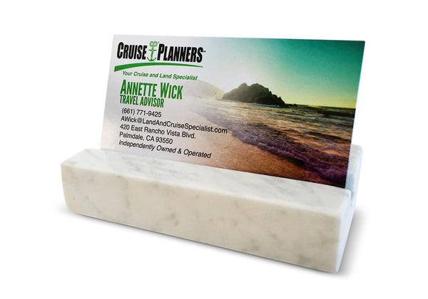 Business Card Holder - White Carrara Marble
