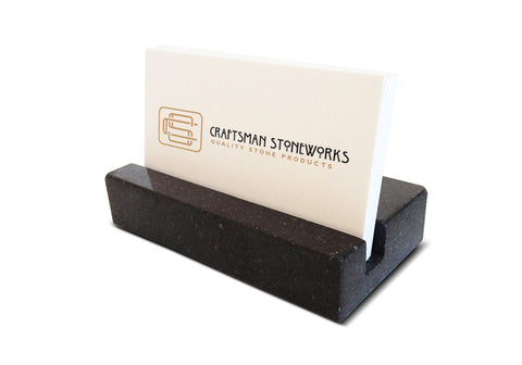 Black absolute granite business card holder