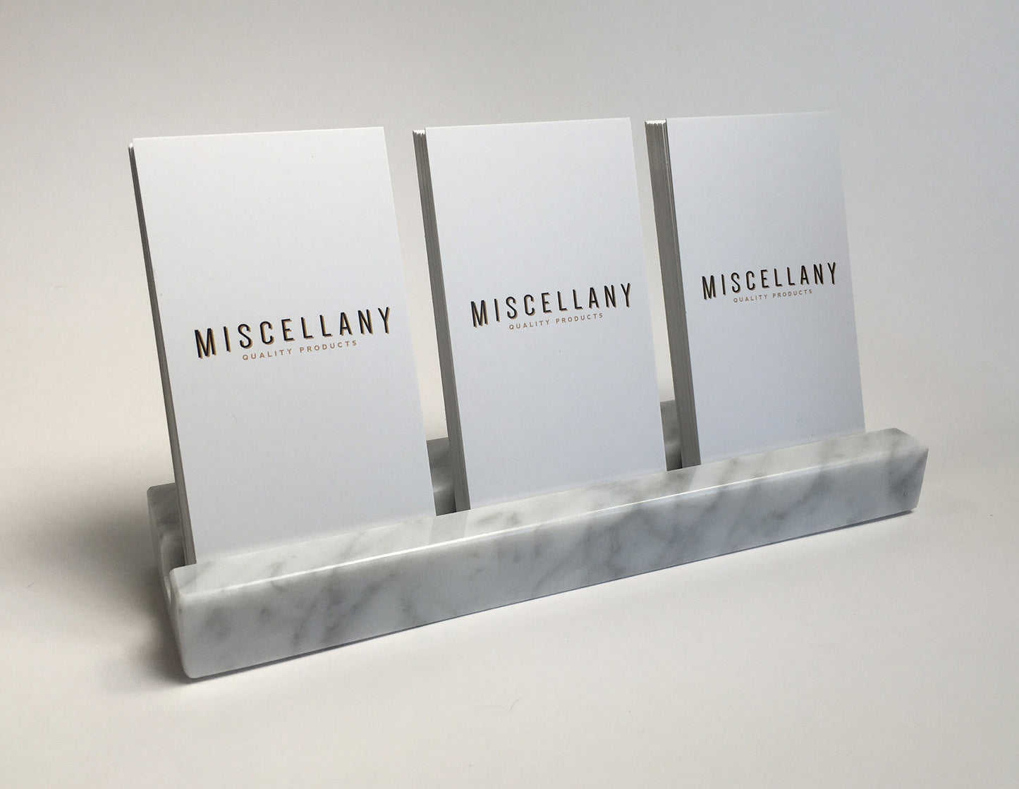 Multiple Verical Business Card Holder - White Carrara Marble