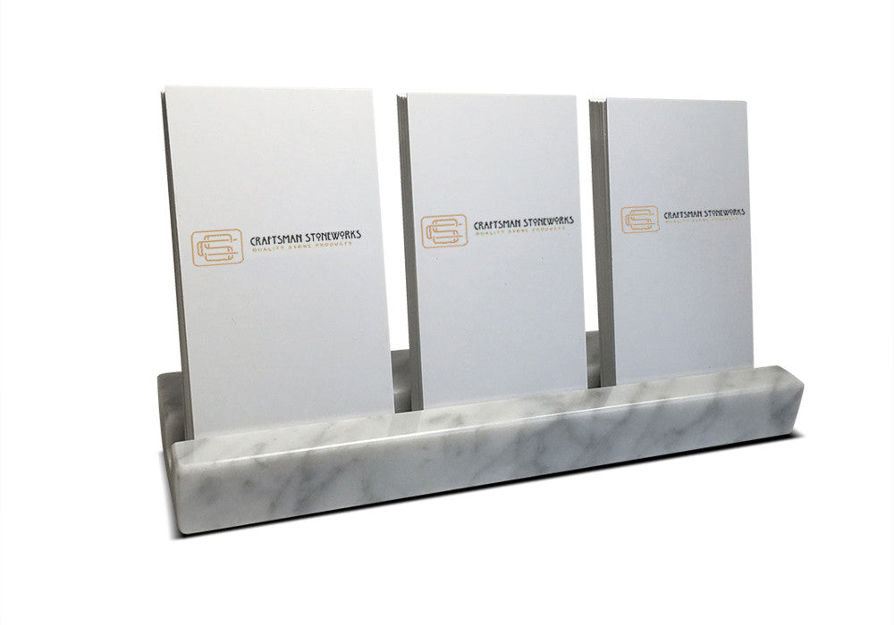 Multiple Verical Business Card Holder - White Carrara Marble