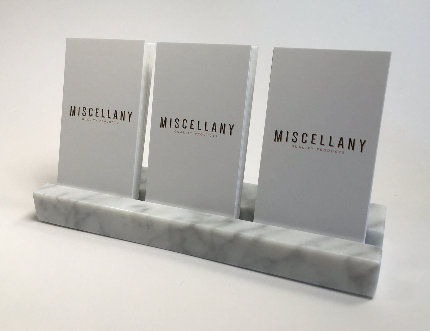 Multiple Verical Business Card Holder - White Carrara Marble