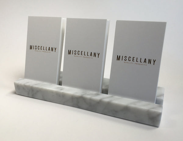 Multiple Verical Business Card Holder - White Carrara Marble