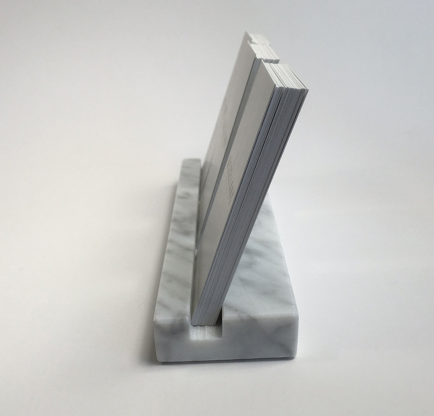 Multiple Verical Business Card Holder - White Carrara Marble
