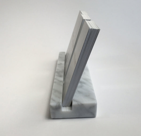 Multiple Verical Business Card Holder - White Carrara Marble