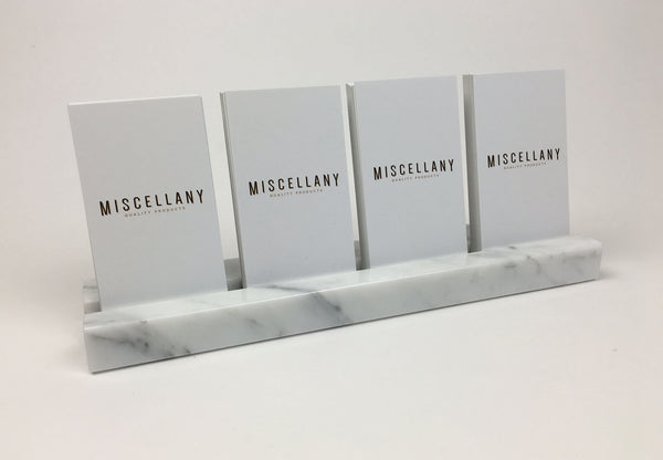 Multiple Verical Business Card Holder - White Carrara Marble, Holds 4 Sets of Cards