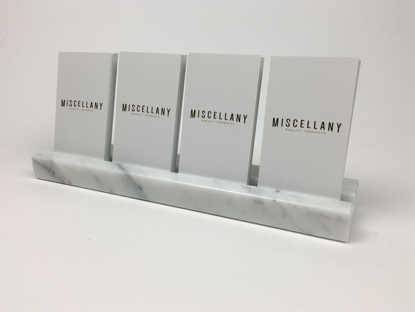Multiple Verical Business Card Holder - White Carrara Marble, Holds 4 Sets of Cards