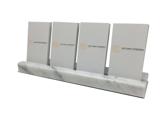 Multiple Verical Business Card Holder - White Carrara Marble, Holds 4 Sets of Cards