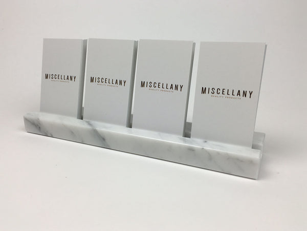 Multiple Verical Business Card Holder - White Carrara Marble, Holds 4 Sets of Cards