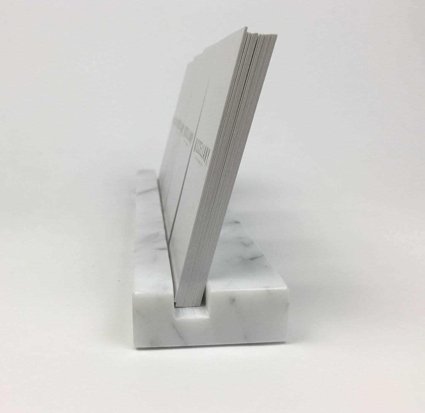 Multiple Verical Business Card Holder - White Carrara Marble, Holds 4 Sets of Cards
