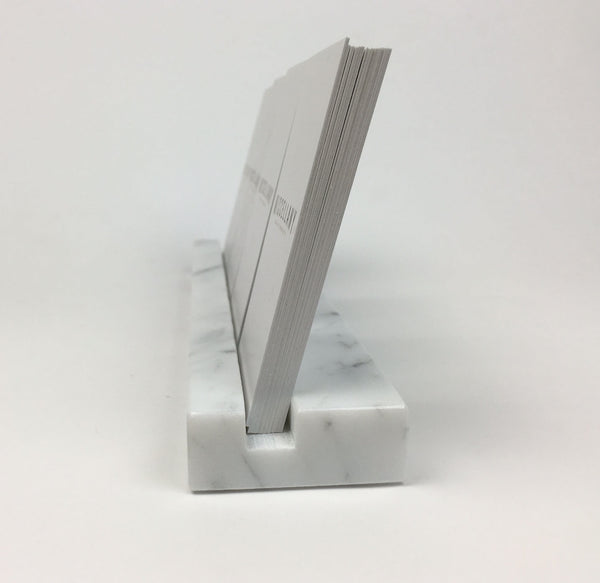 Multiple Verical Business Card Holder - White Carrara Marble, Holds 4 Sets of Cards