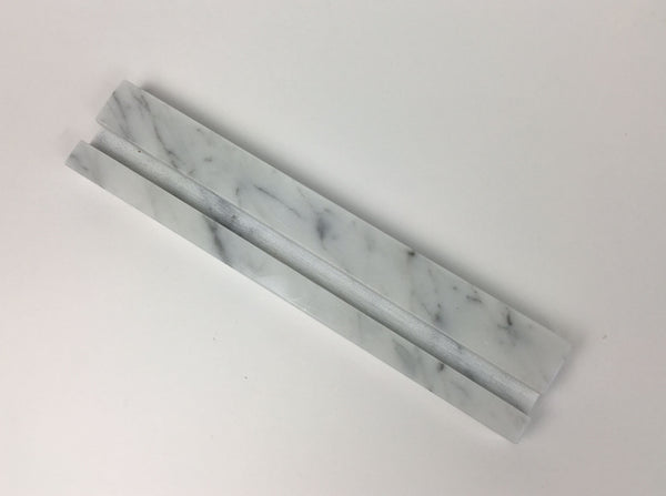 Multiple Verical Business Card Holder - White Carrara Marble, Holds 4 Sets of Cards