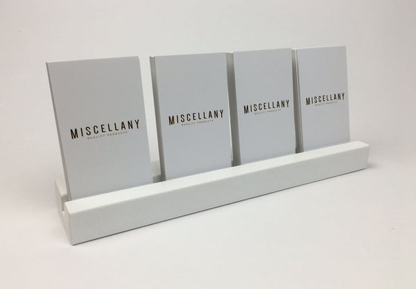 Multiple Vertical Business Card Holder - White Quartz, Holds 4 Sets of Cards