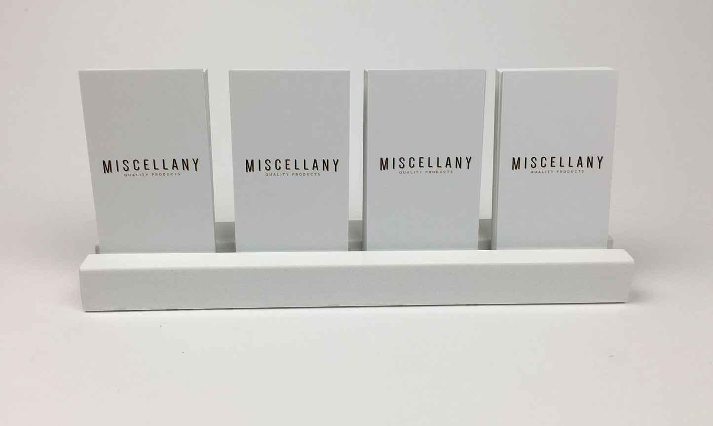 Multiple Vertical Business Card Holder - White Quartz, Holds 4 Sets of Cards