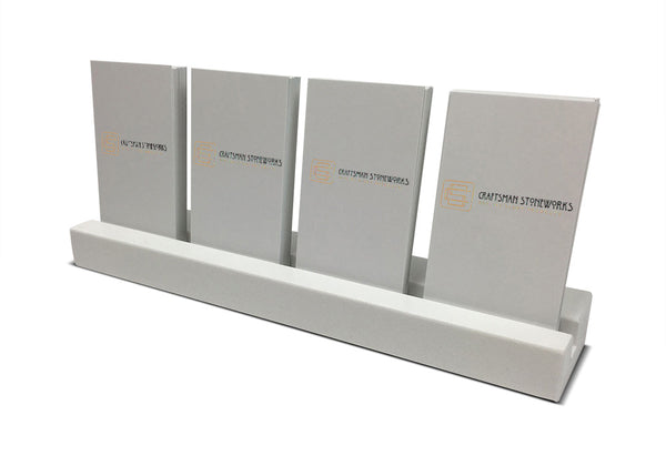 Multiple Vertical Business Card Holder - White Quartz, Holds 4 Sets of Cards