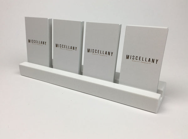 Multiple Vertical Business Card Holder - White Quartz, Holds 4 Sets of Cards