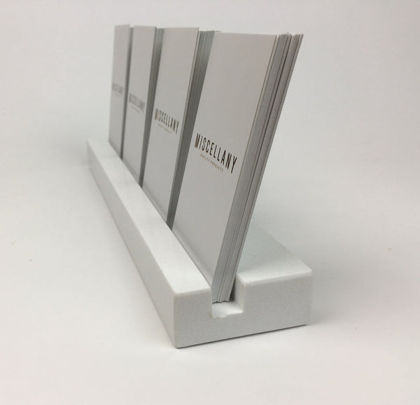 Multiple Vertical Business Card Holder - White Quartz, Holds 4 Sets of Cards