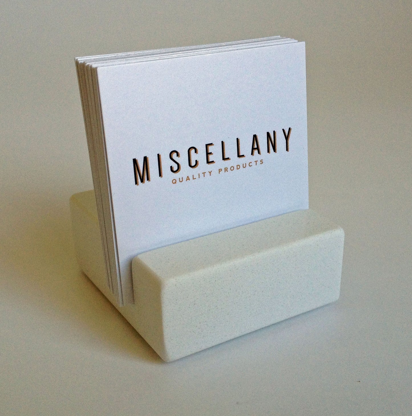 White Quartz Business Card Holder - Square