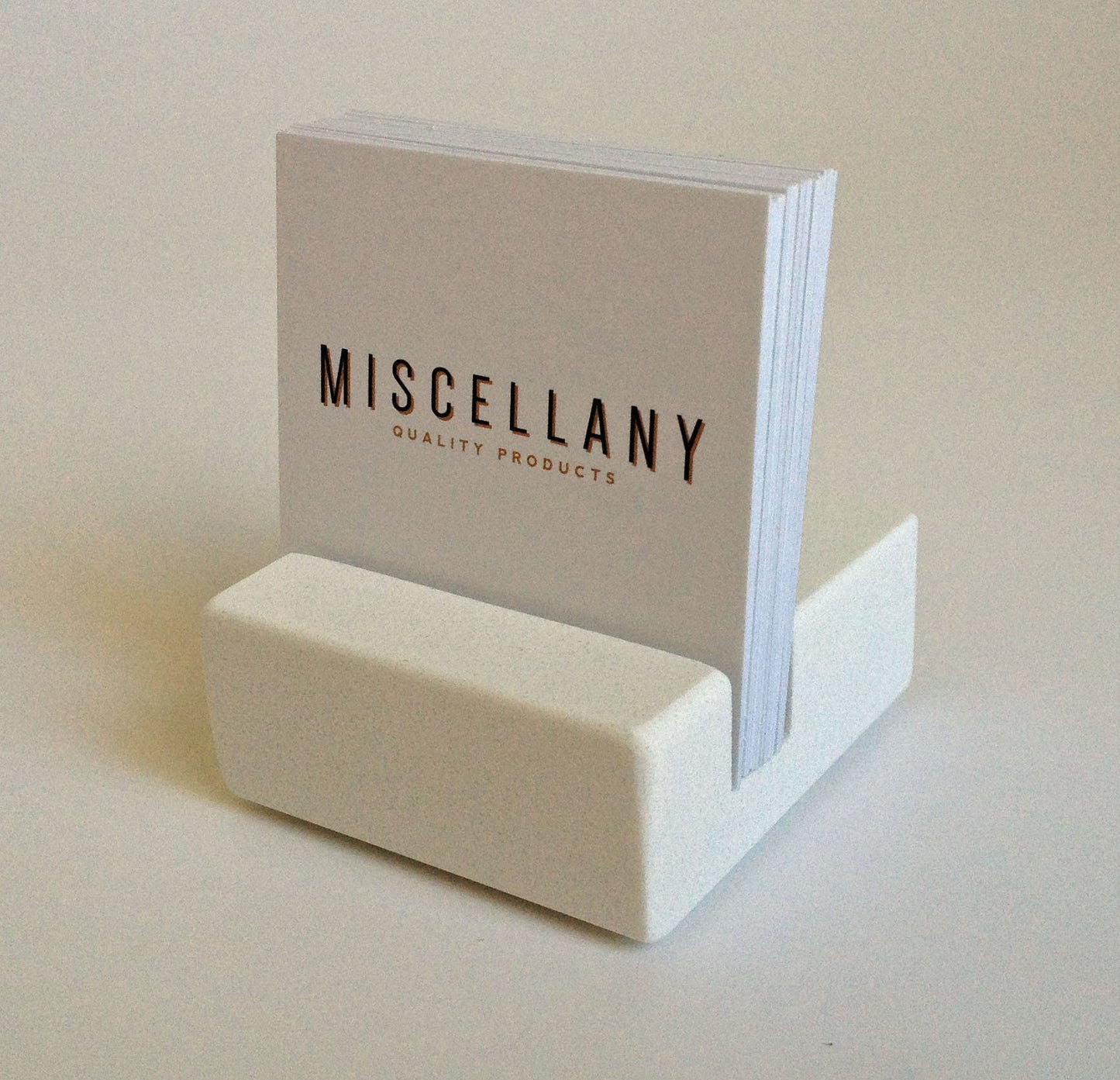 White Quartz Business Card Holder - Square