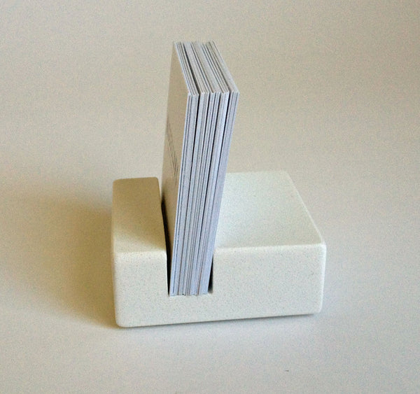 Square Business Card Holder - White Quartz