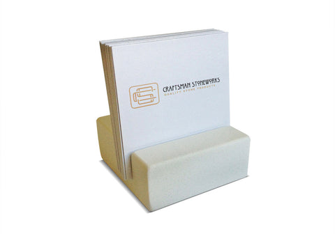 Square Business Card Holder - White Quartz