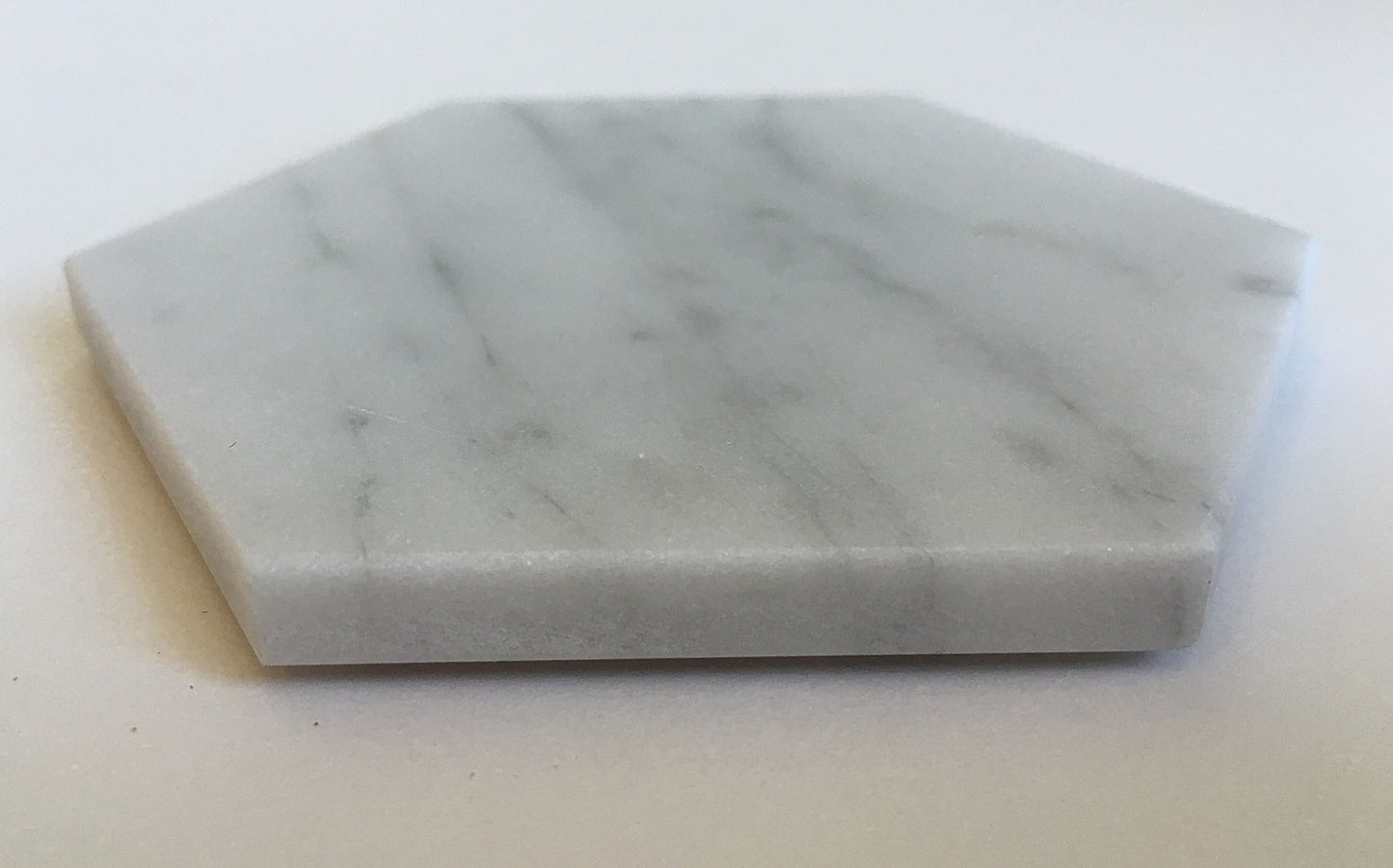 Hexagon Coasters in White Carrara Marble – Geometric Design - Set of 4 Stone Coasters